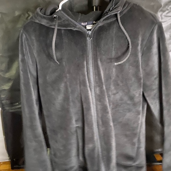 Black Velour Hoodie - Picture 1 of 4